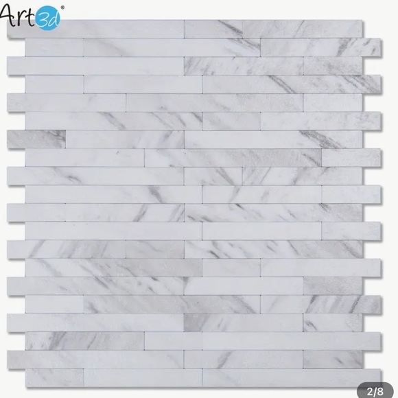 New in pkg-  Art 3D textured, marble and metal peel-n-stick mosaic tiles - Picture 2 of 3